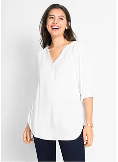 Blouse-tunique en viscose, col V et manches longues, bonprix