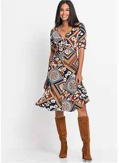 Robe en jersey imprimée avec drapé, bonprix