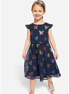 Robe de fête fille en mousseline avec imprimé papillon, bonprix