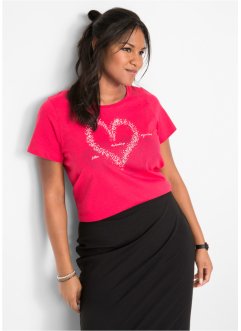 T-shirt coton à imprimé cœur, manches courtes, bpc bonprix collection