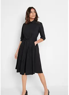 Robe-chemise à dentelle et ceinture à nouer, bonprix