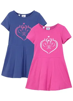 Lot de 2 robes en jersey fille, manches courtes, bonprix