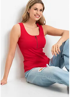 Top côtelé à encolure zippée, bonprix