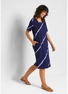 Robe trapèze en jersey de coton avec poches, long. genou, bonprix