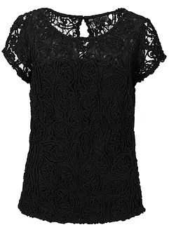 Blouse t-shirt en dentelle cordée, bonprix