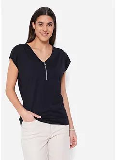 T-shirt avec zip, manches courtes, bonprix