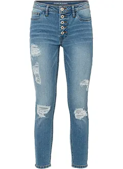 Jean skinny taille mi-haute, effets destroy, bonprix