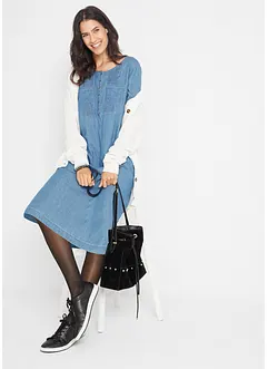 Robe en coton jean longueur genou, demi-manches, bonprix