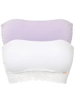 Lot de 2 soutiens-gorge bandeau coton, bonprix