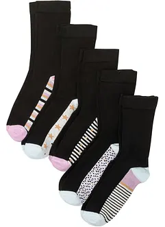 Lot de 5 paires de chaussettes bord non comprimant avec coton, bonprix