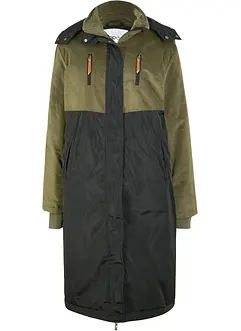 Parka longue à capuche en mélange de matières, coupe droite, bonprix