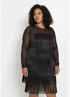 Robe midi en mesh léger à franges, bonprix