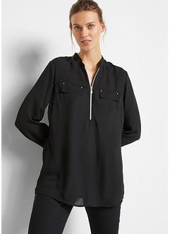 Blouse trapèze avec bords-côtes et zip, bpc bonprix collection