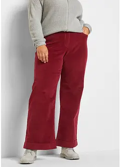 Pantalon large en velours côtelé avec taille haute élastiquée, bonprix