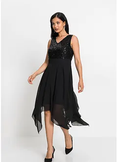 Robe midi en crêpe rehaussée de sequins, bonprix