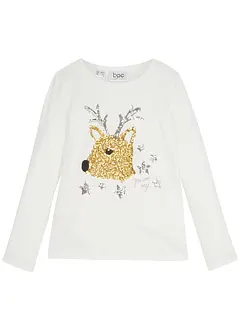 T-shirt à manches longues fille avec sequins, bonprix