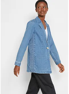 Blazer en jean oversize avec smocks latéraux, bpc bonprix collection