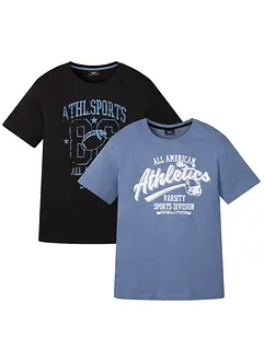 Lot de 2 T-shirts à imprimés sportifs, bonprix