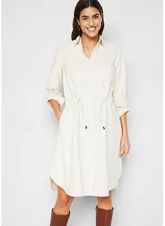 Robe-chemise longueur genou de style utilitaire en lin majoritaire avec élastique à la taille, bonprix