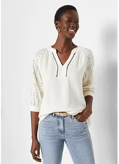 Tunique en gaze de coton avec broderie anglaise, bonprix