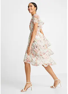 Robe midi floral à volants, bonprix