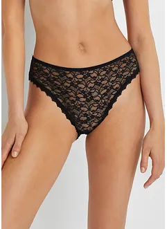 Lot de 3 slips Maxi échancrés en dentelle recyclée, bonprix