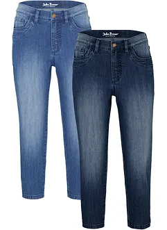 Lot de 2 jeans slim, longueur 3/4, taille mi-haute, bonprix