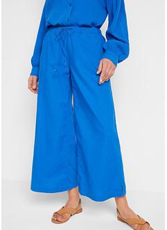 Pantalon large avec lin avec tour de taille élastiqué, 7/8, bpc bonprix collection