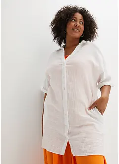 Chemisier long oversize en gaze de coton, bonprix