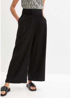 Pantalon Marlène taille haute, smockée et confortable avec lin majoritaire, bpc bonprix collection