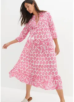 Robe longue froissée en coton avec poches, bonprix