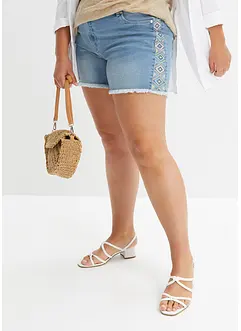 Short en jean à broderie, bonprix