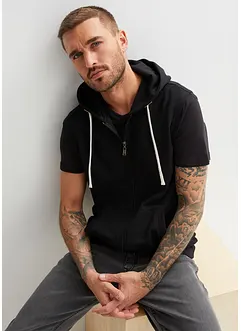 Sweat zippé à capuche sans manches en coton mélangé, bonprix