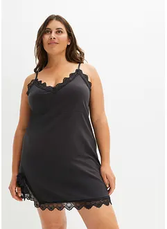 Nuisette coton à fines bretelles avec dentelle et fente côté, bonprix