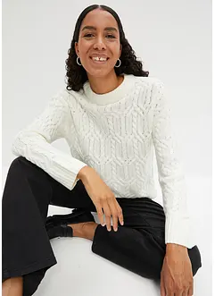 Pull à col rond avec motif torsadé, bonprix