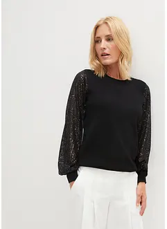 Pull avec manches à sequins, bonprix