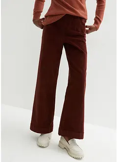 Pantalon large en velours côtelé avec taille haute élastiquée, bonprix