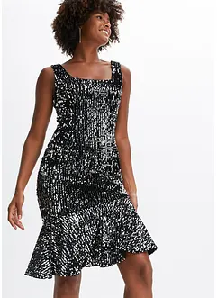 Robe en velours doux avec sequins, bonprix