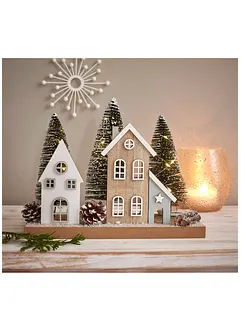 Objet déco LED maisons et sapins, bonprix