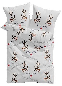 Parure de lit avec renne amusant et inscription, bpc living bonprix collection