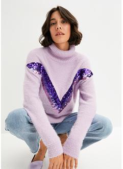 Pull col roulé avec paillettes appliquées, BODYFLIRT
