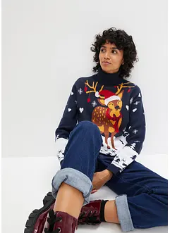 Pull de Noël à col roulé, bonprix