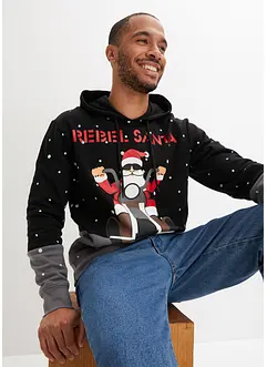 Sweat à capuche en coton bio avec motif de Noël, bonprix