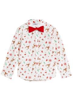 Chemise manches longues garçon à motif de Noël et nœud papillon (ens. 2 pces), Slim Fit, bpc bonprix collection