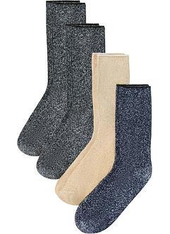 Lot de 4 paires de chaussettes côtelées en fil brillant, bpc bonprix collection