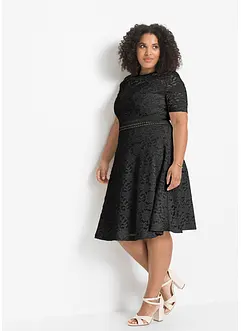 Robe midi en dentelle avec empiècement crochet, bonprix