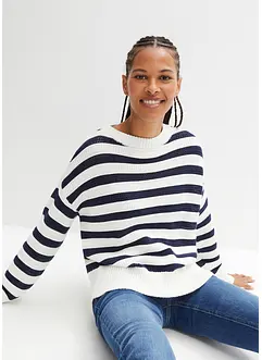 Pull boxy 100% coton en maille ajourée, bonprix