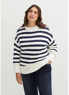 Pull boxy 100% coton en maille ajourée, bonprix