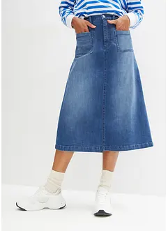 Jupe midi en jean extensible, bonprix