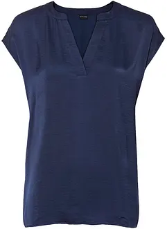 Blouse manches courtes en satin avec épaules descendues, bonprix